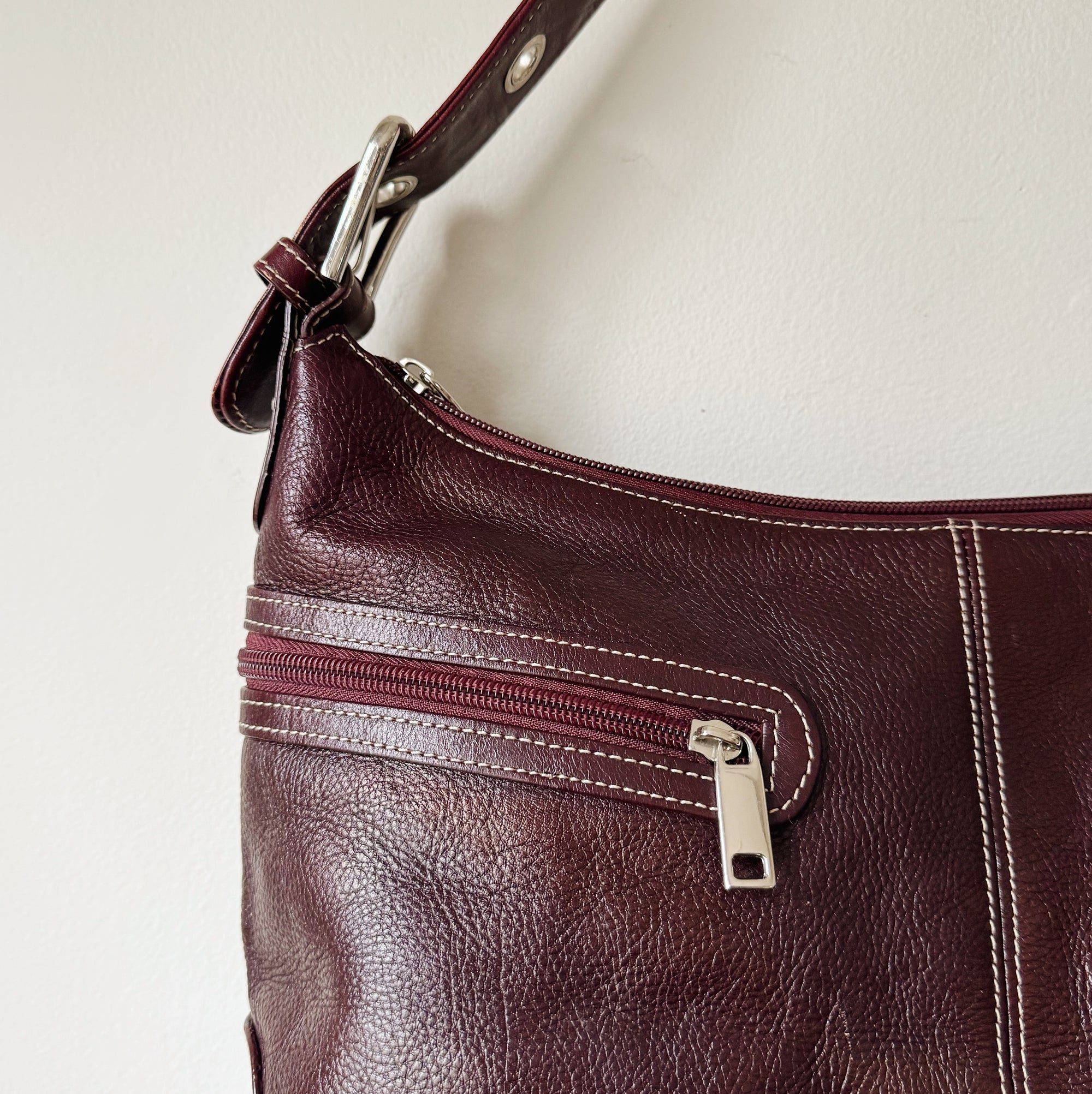 Merlot Leather Crescent Bag - Hey Jude