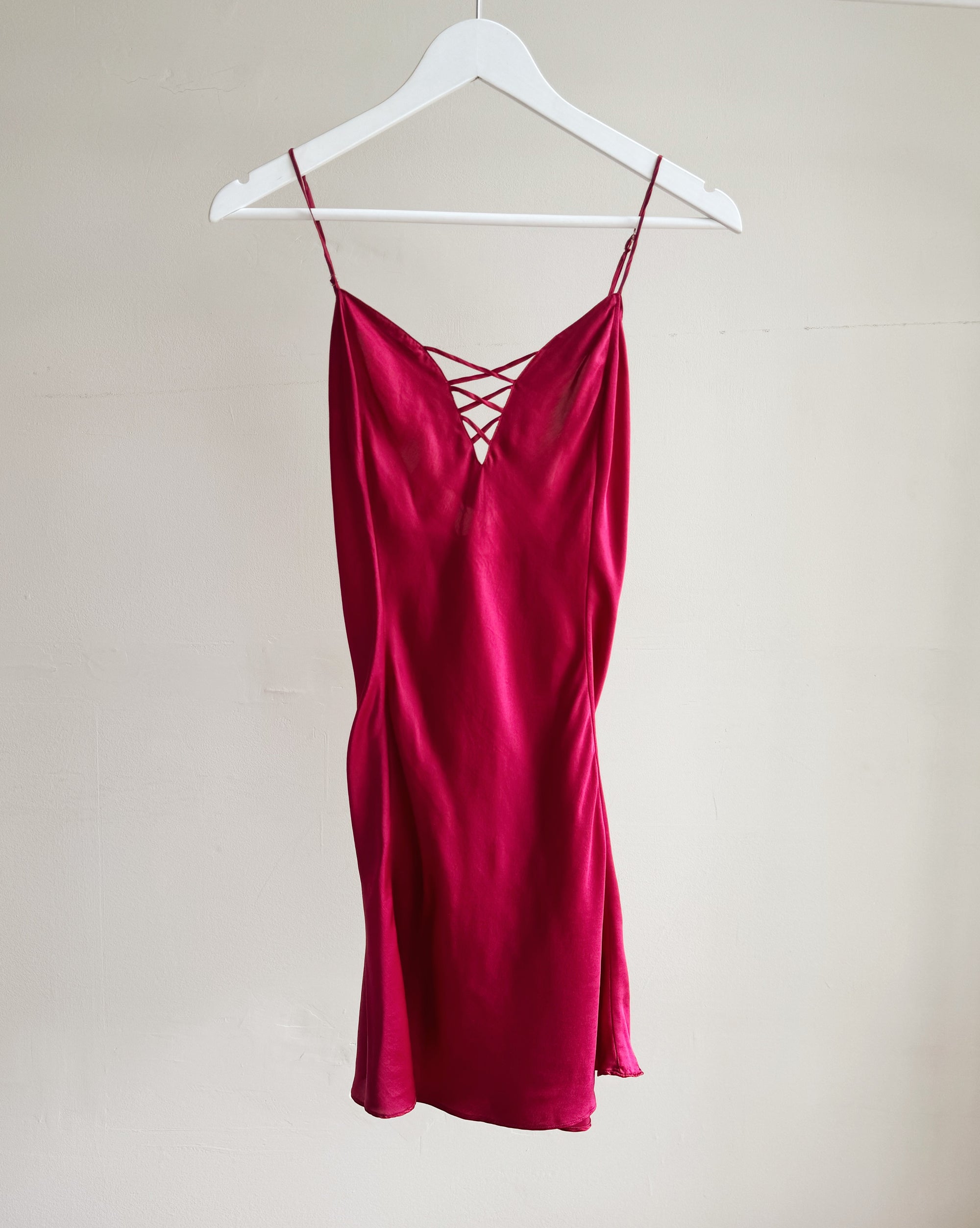 Cranberry Silk Slip Dress