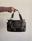 Dark Chocolate Studded Leather Bag