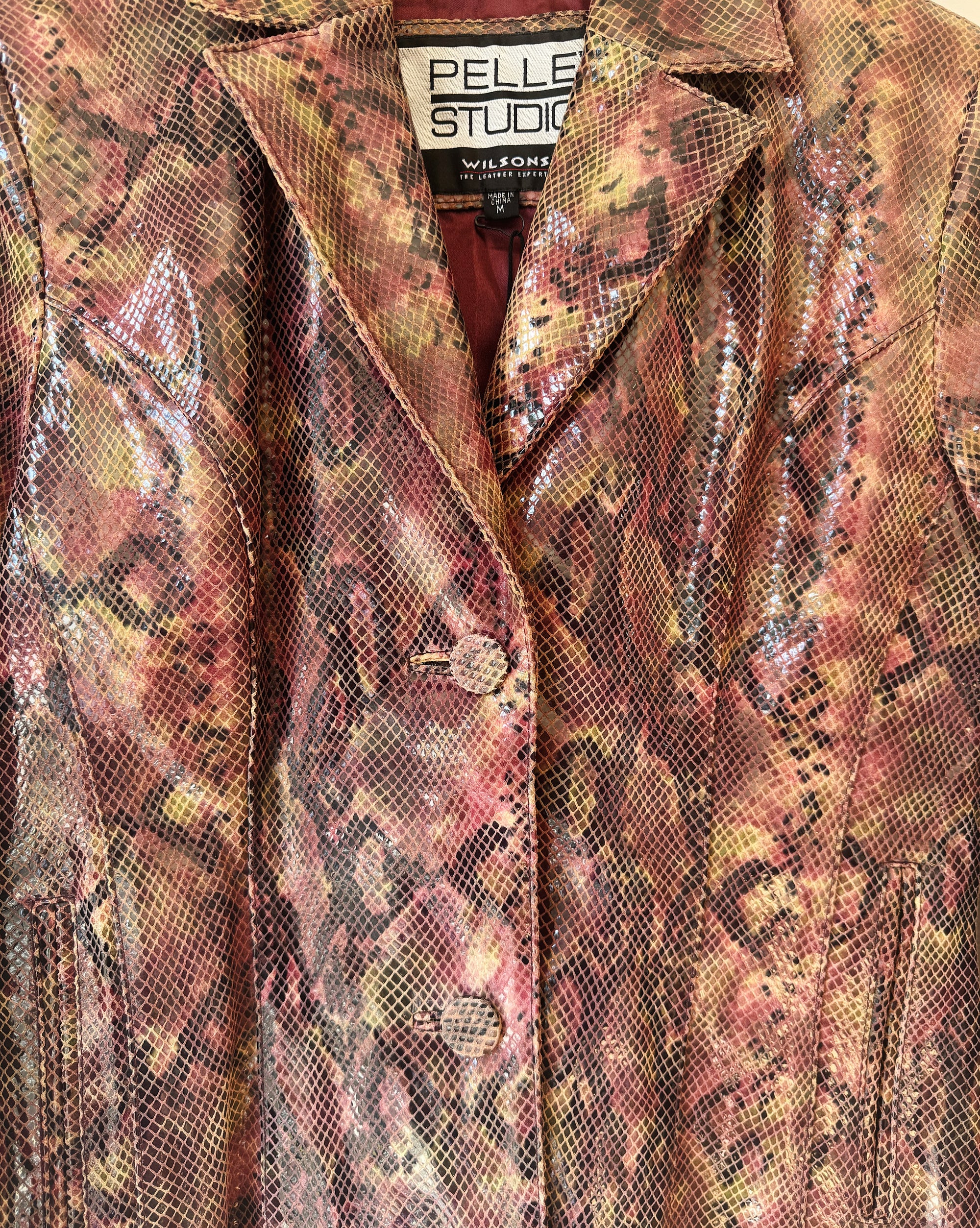 Abstract Snakeskin Leather Blazer