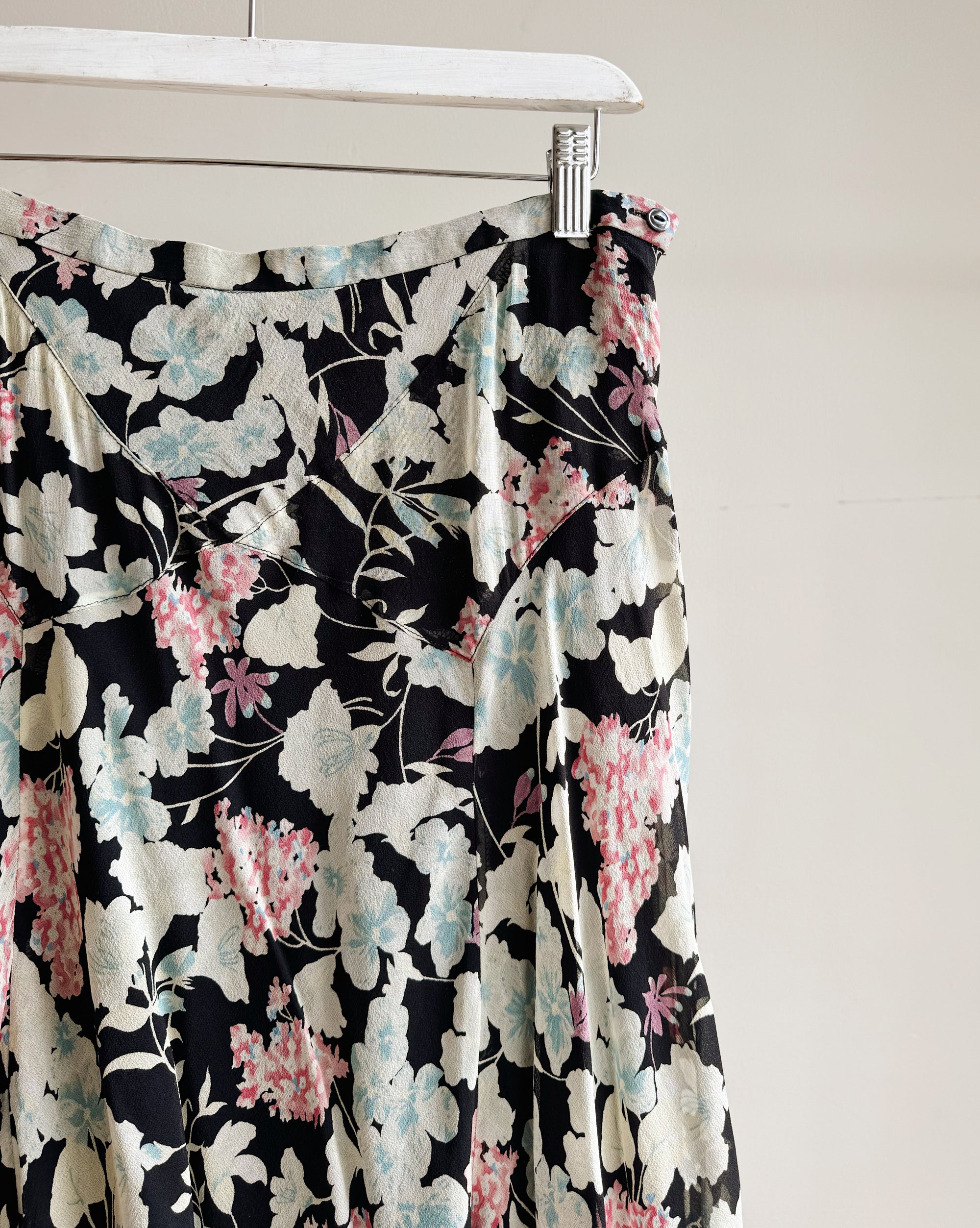 Midnight Floral Silk Midi Skirt