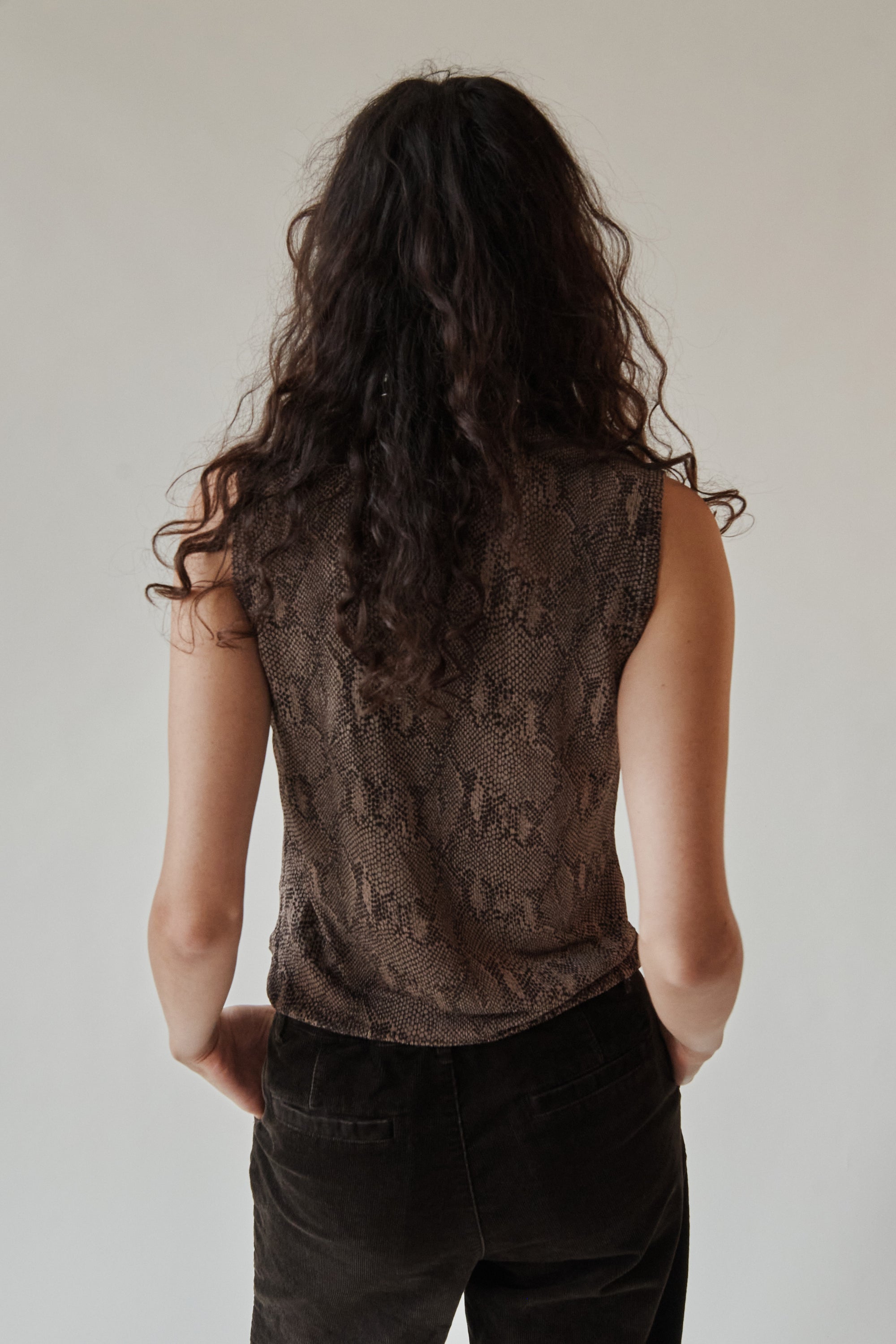 Snake Print Knit Sleeveless Top