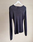 Navy Lustrous Ribbed Long Sleeve Knit - Hey Jude