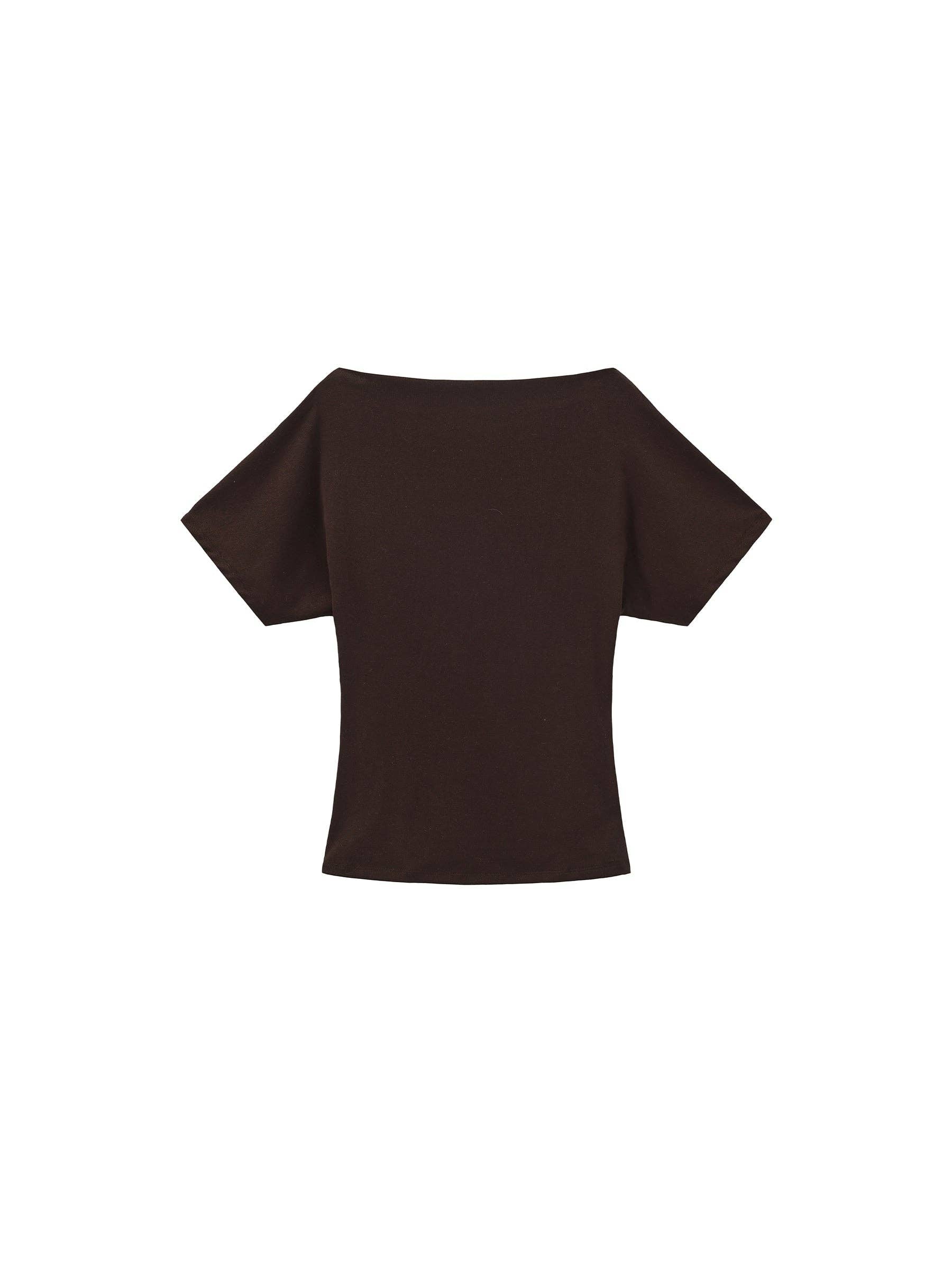 CUBIC - CUBIC Lyocell Blend Off-Shoulder Fitted Top: Brown / UN - Hey Jude