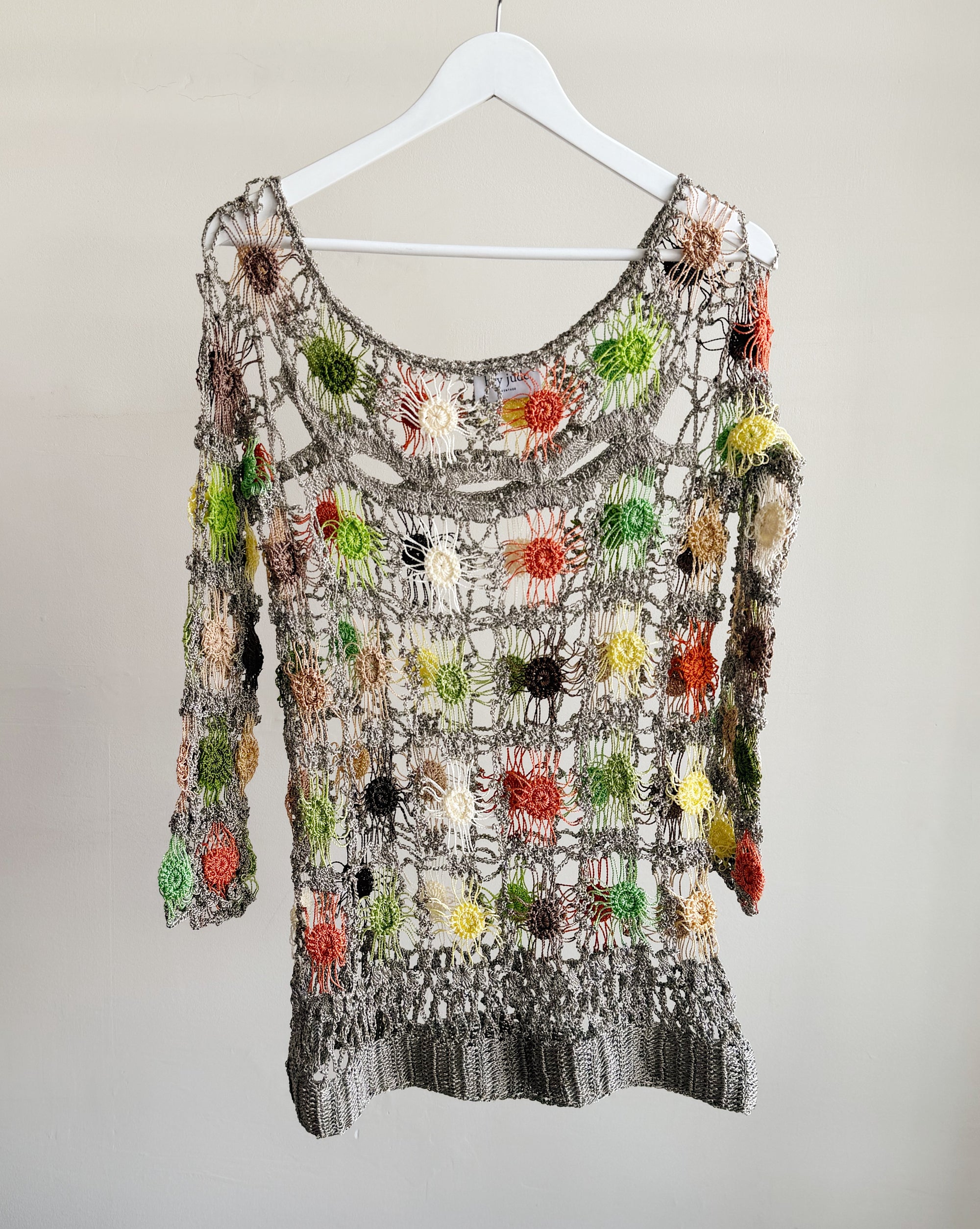 Sundial Openwork Crochet Net Top