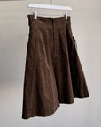 Brown Corduroy Flare Skirt