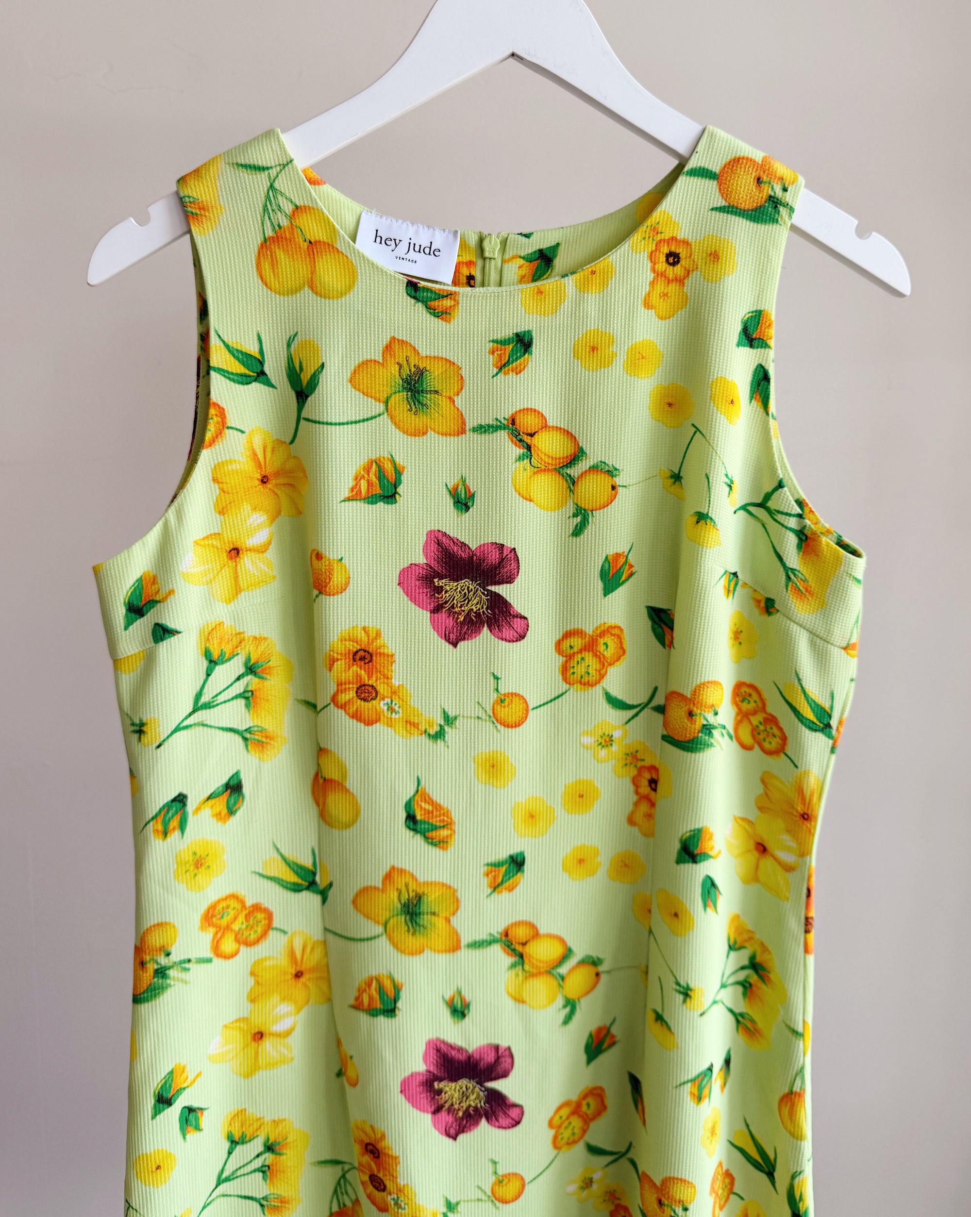 Lime Flowers + Fruit Summer Shift Dress