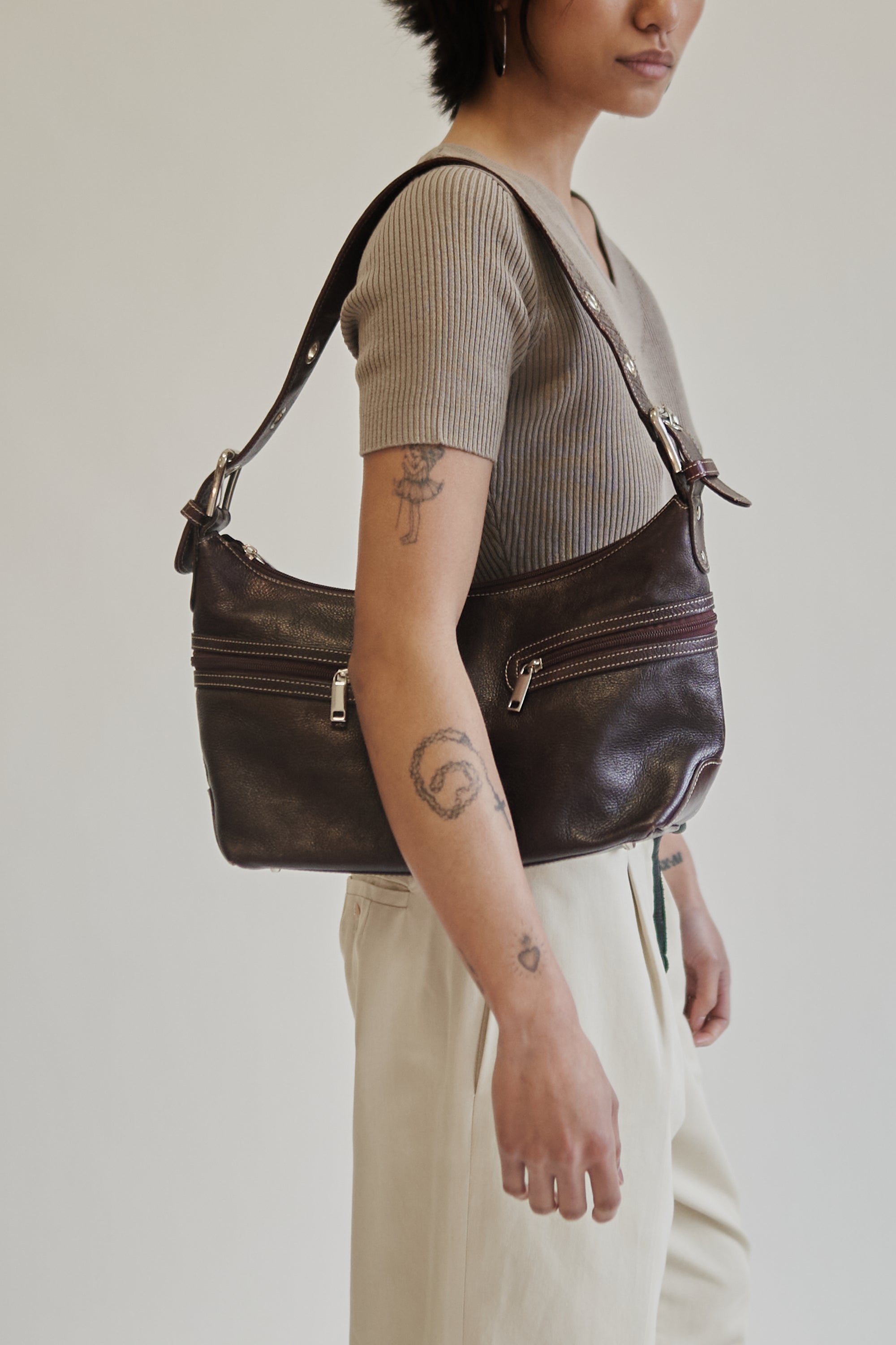 Merlot Leather Crescent Bag - Hey Jude