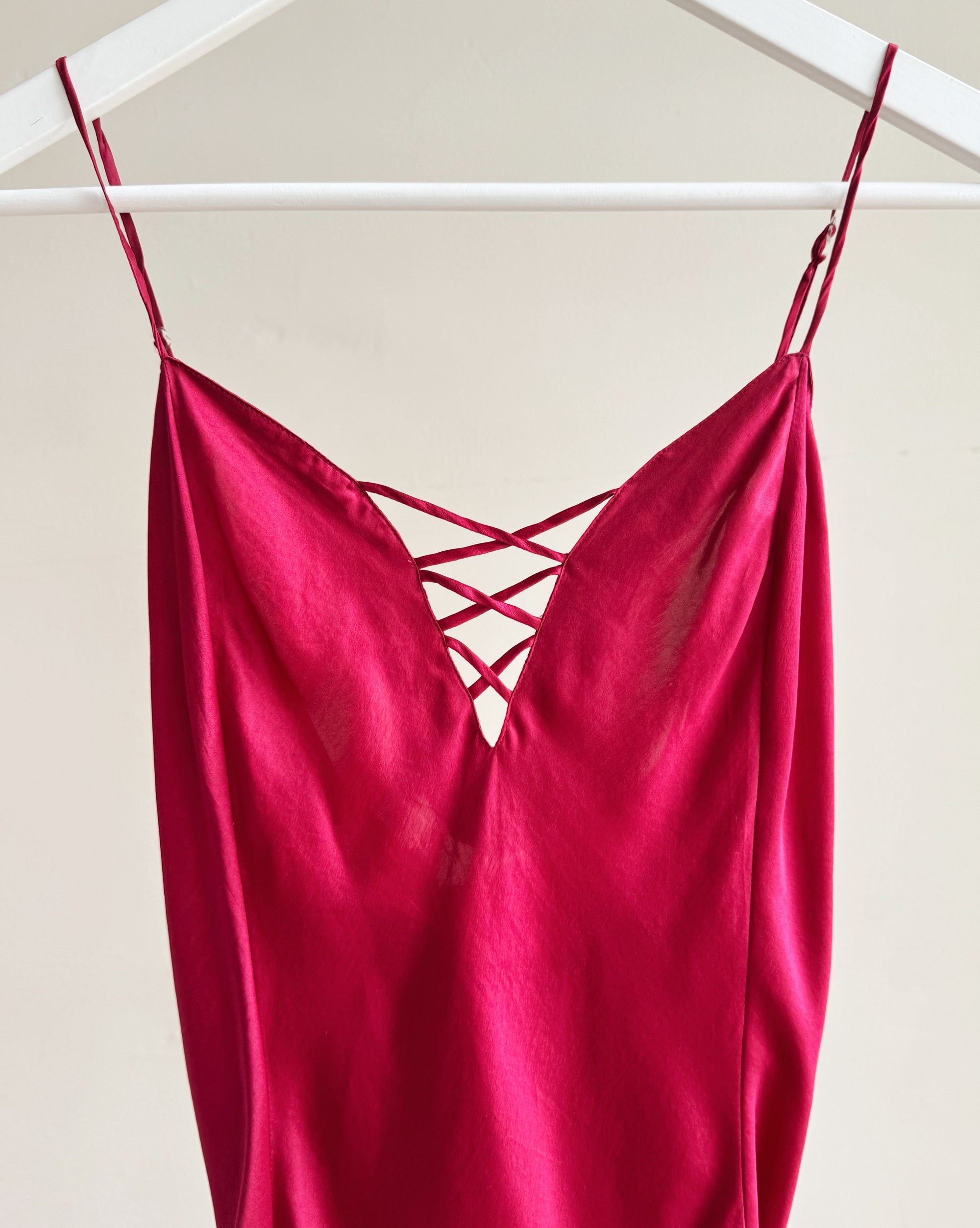 Cranberry Silk Slip Dress