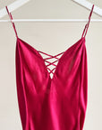 Cranberry Silk Slip Dress