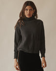 Charcoal Cashmere Mock Neck Sweater