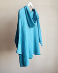Turquoise Linen Hooded Jacket