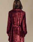 Burgundy Textured Velvet Coat