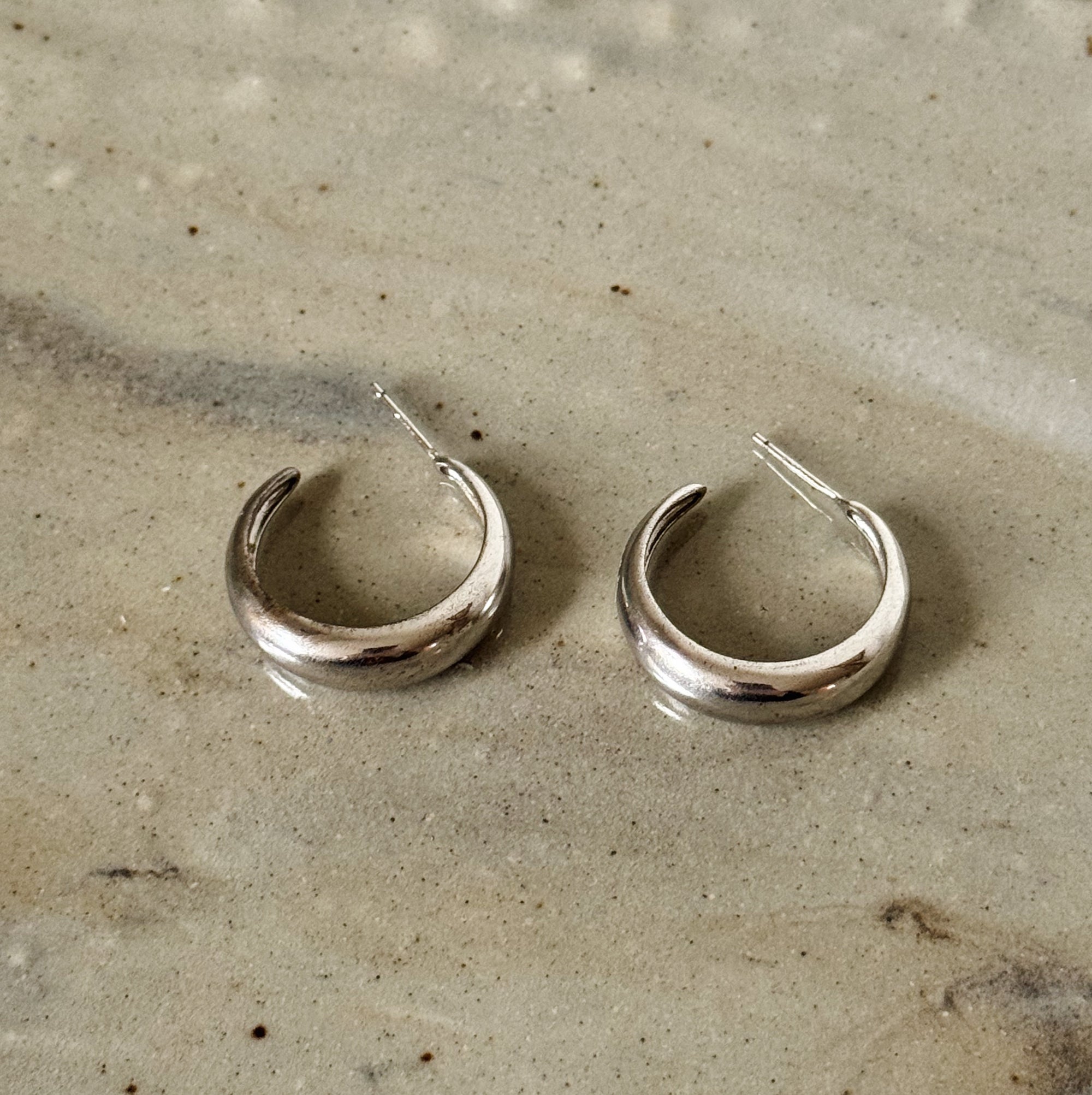 Curved Sterling Silver Hoop Earrings - Hey Jude