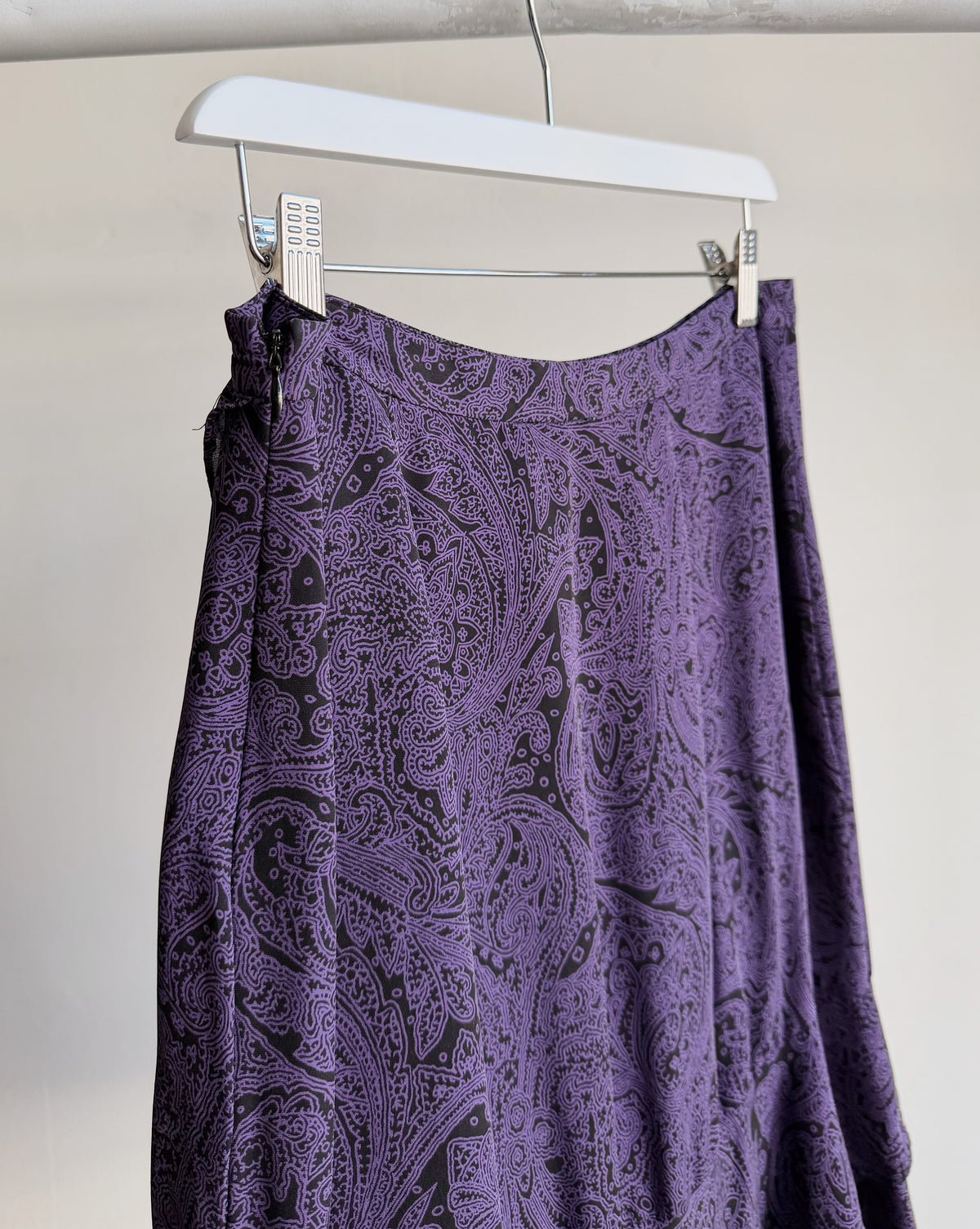 Purple Silk Paisley Flutter Skirt