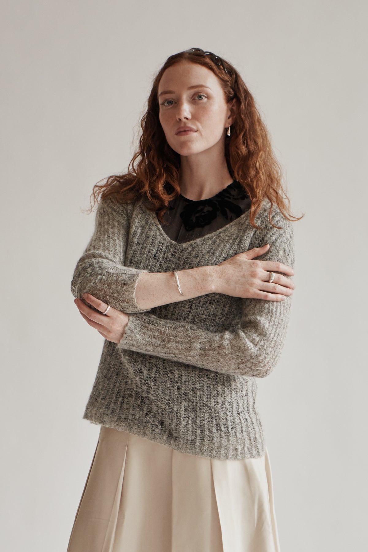 Smoke Loose Knit Mohair Sweater - Hey Jude