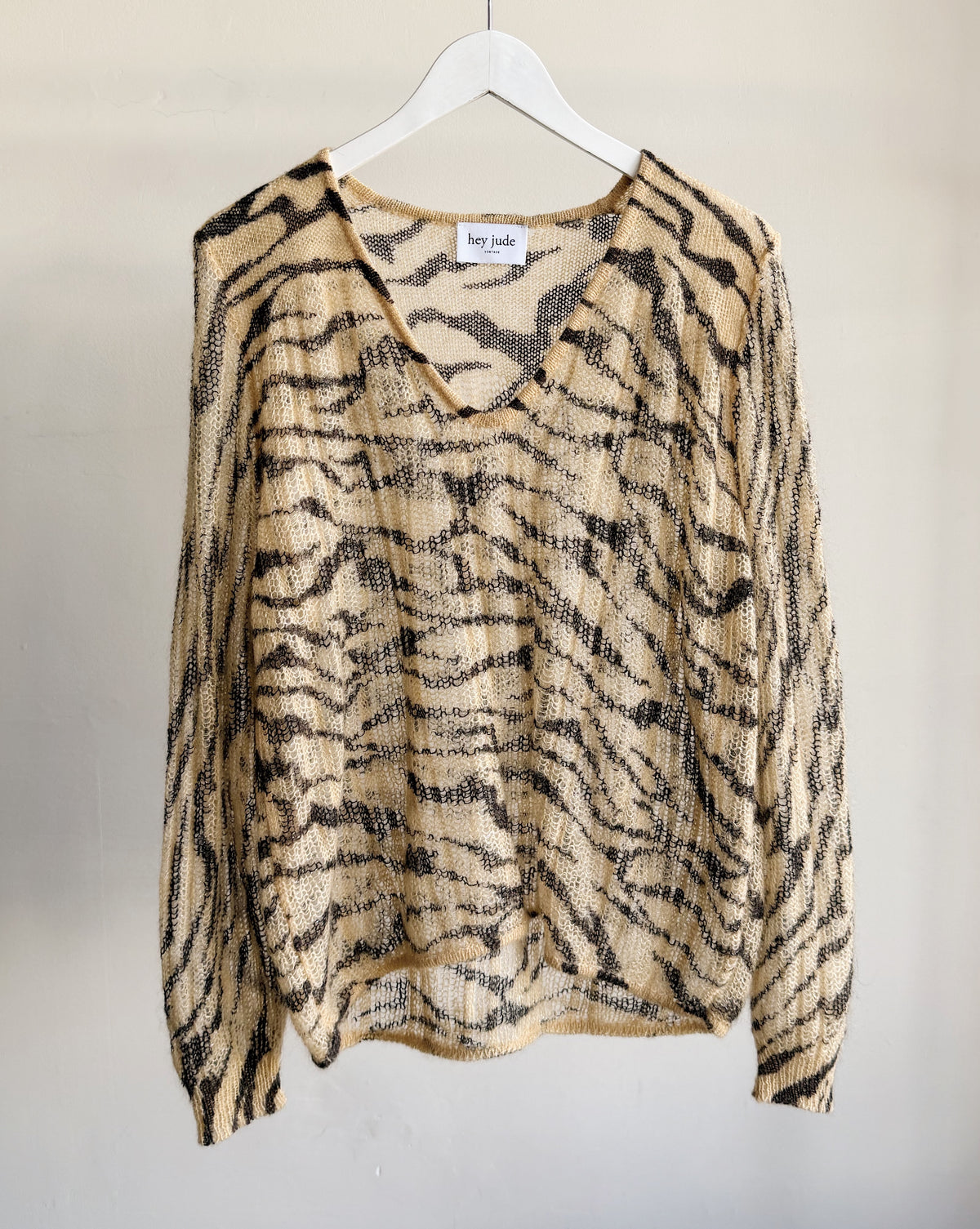 Zebra Print Mohair V-neck Knit