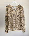 Zebra Print Mohair V-neck Knit