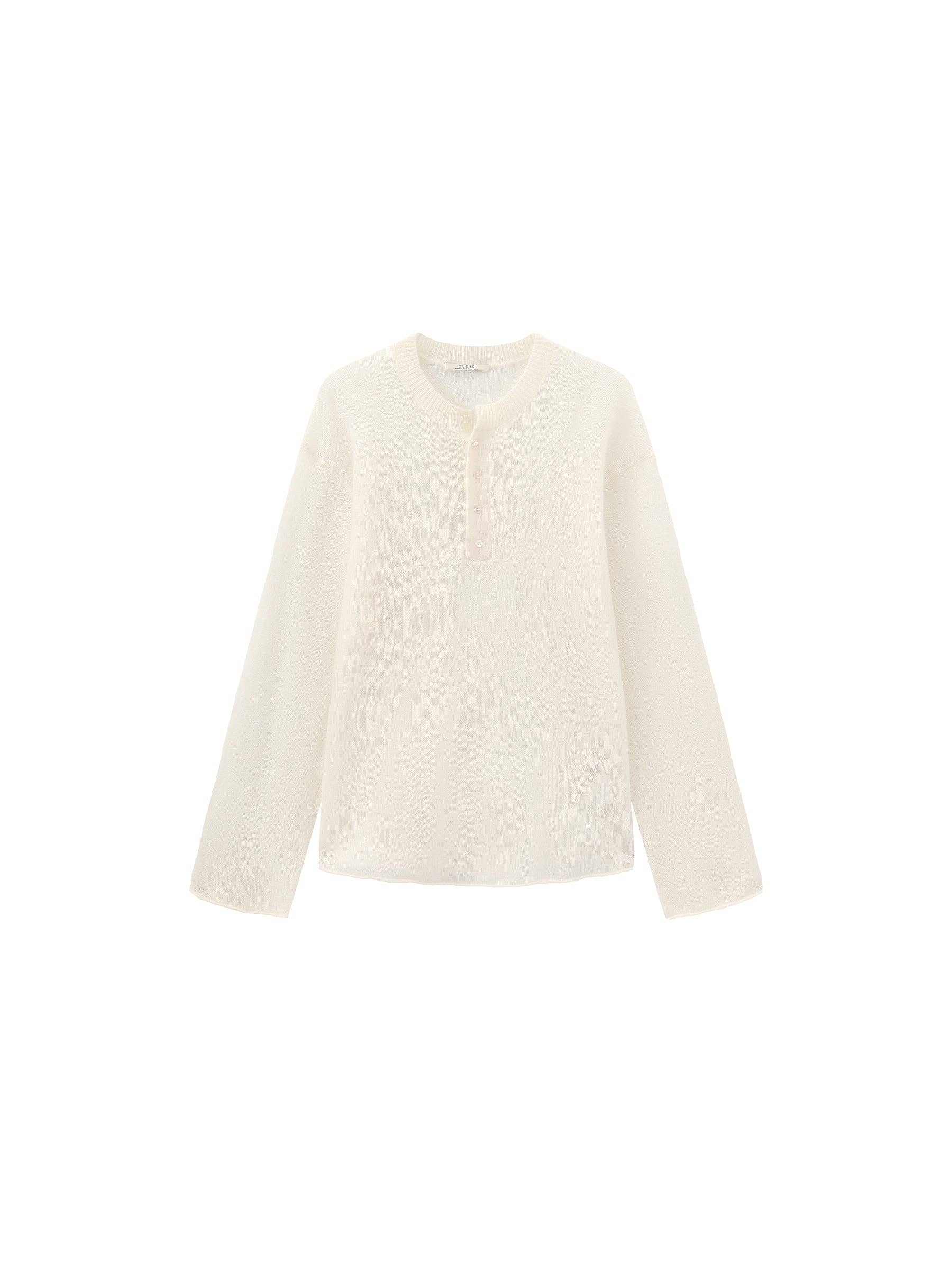 Cubic | Wool Relaxed Long Sleeve Henley in Snow