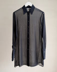 DKNY Navy Sheer Silk Polka Dot Blouse - Hey Jude