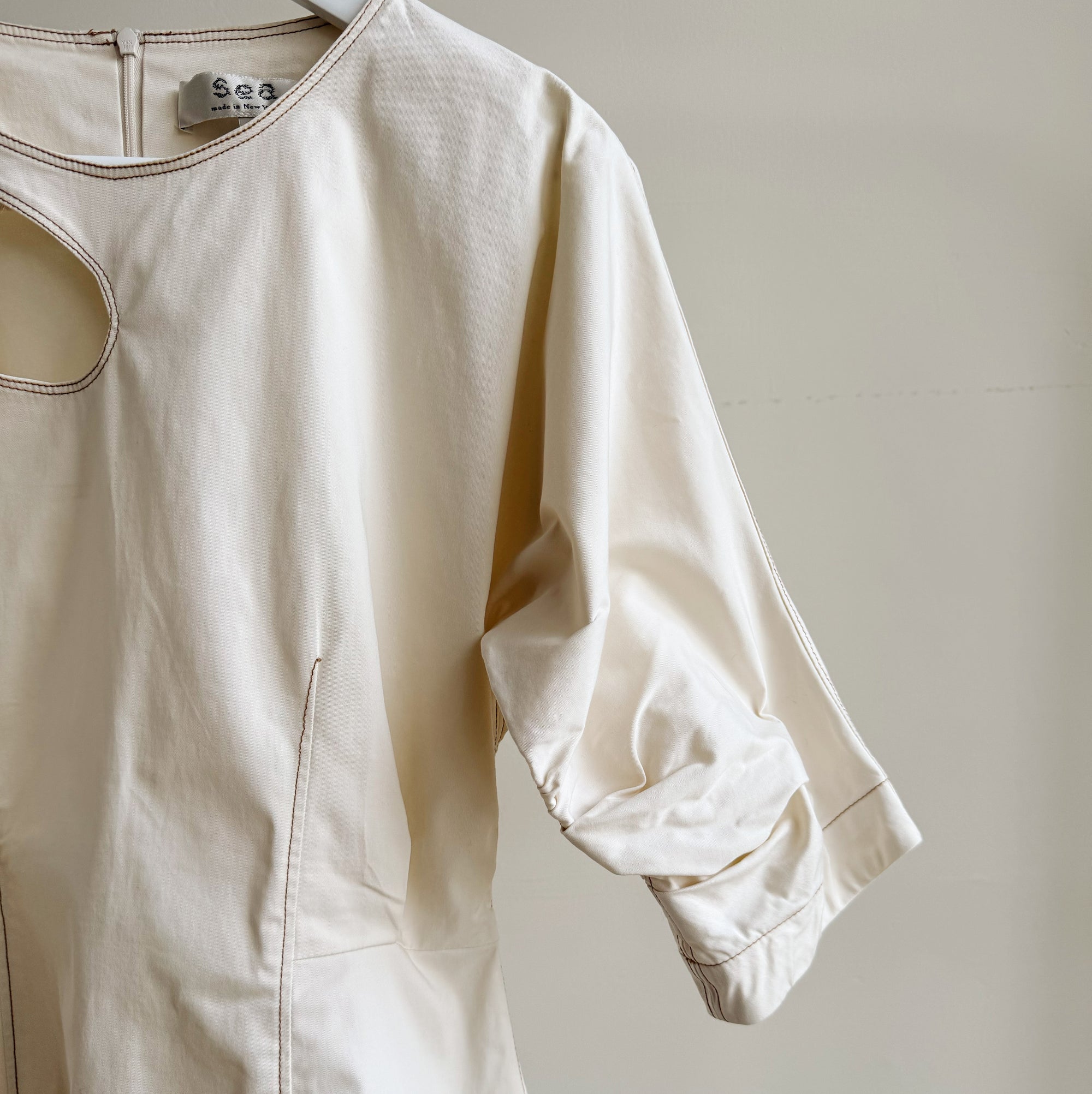Cream Architectural Cut-Out Blouse