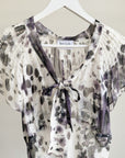Ivory + Charcoal Sheer Silk Blouse