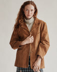 Toffee Suede Leather Midi Coat