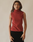 Garnet Cashmere Sleeveless Turtleneck