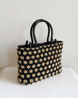 Floral Beaded Top Handle Bag