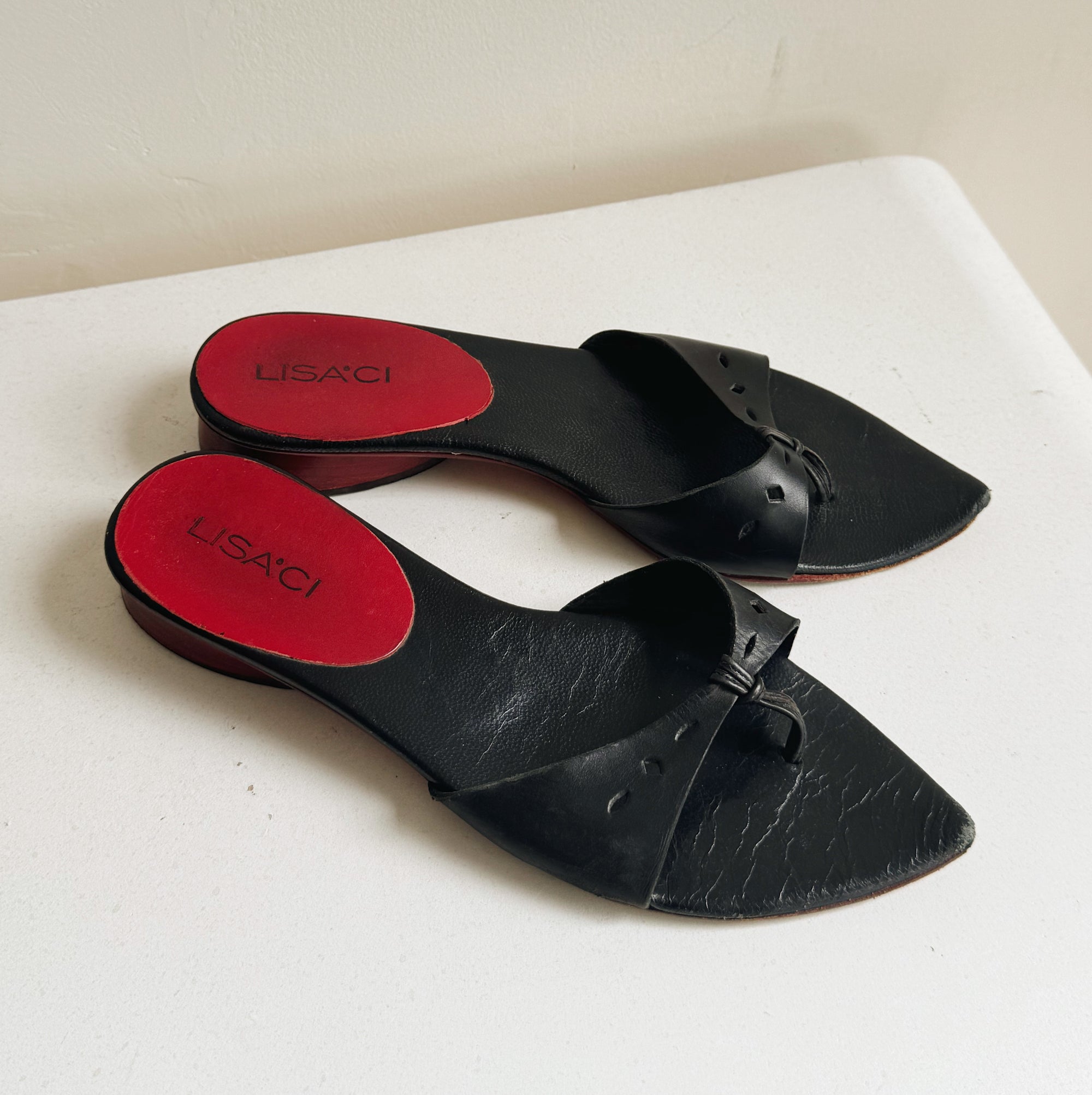 Black Pointed Kitten Heel Sandals | Size 36
