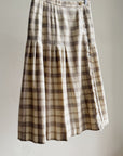 Cream + Taupe Pleated Tartan Skirt - Hey Jude