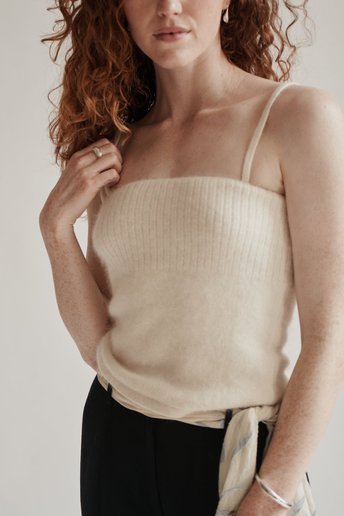 Ivory Angora Ribbed Tank