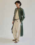 Forest Green Leather Zip Trench Coat - Hey Jude