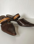 Mixed Brown Woven Leather Wedge Mule | Size 36 - Hey Jude
