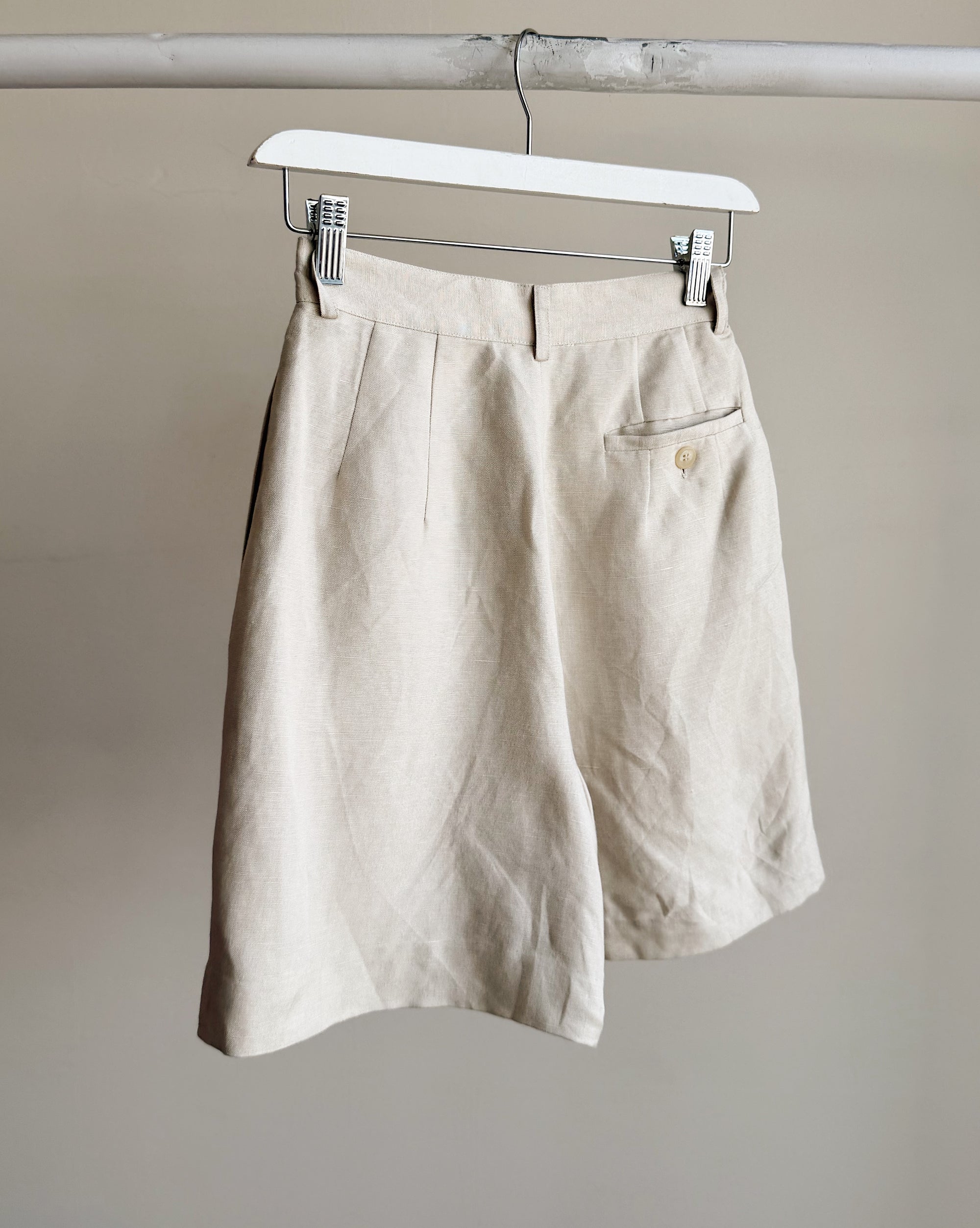 Natural Linen Bermuda Shorts