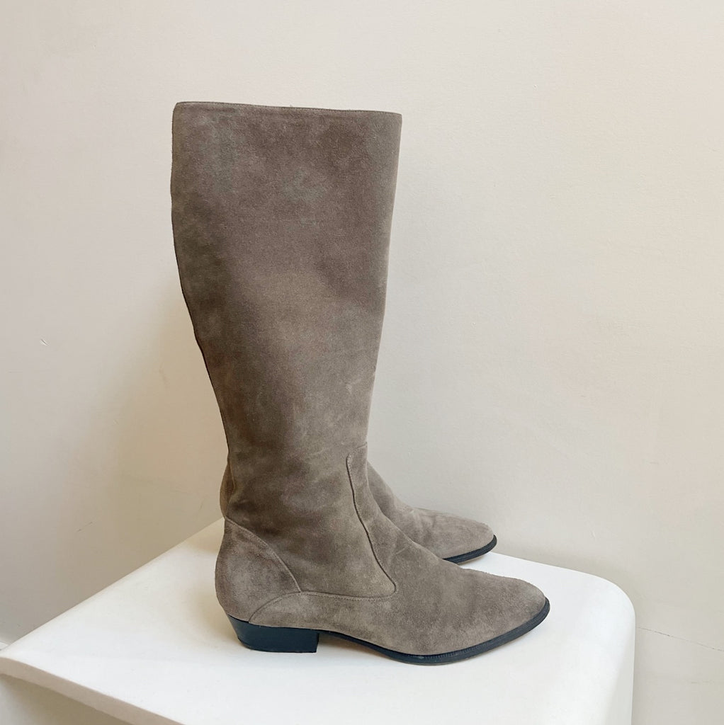 Grey Suede Knee High Boots | size 9-9.5