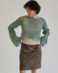 Turquoise Cotton Crochet Knit Pullover - Hey Jude