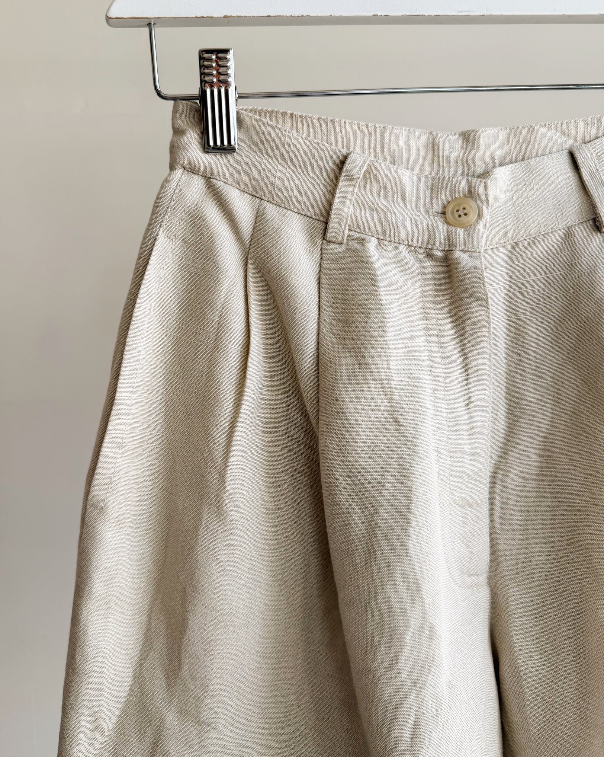 Natural Linen Bermuda Shorts