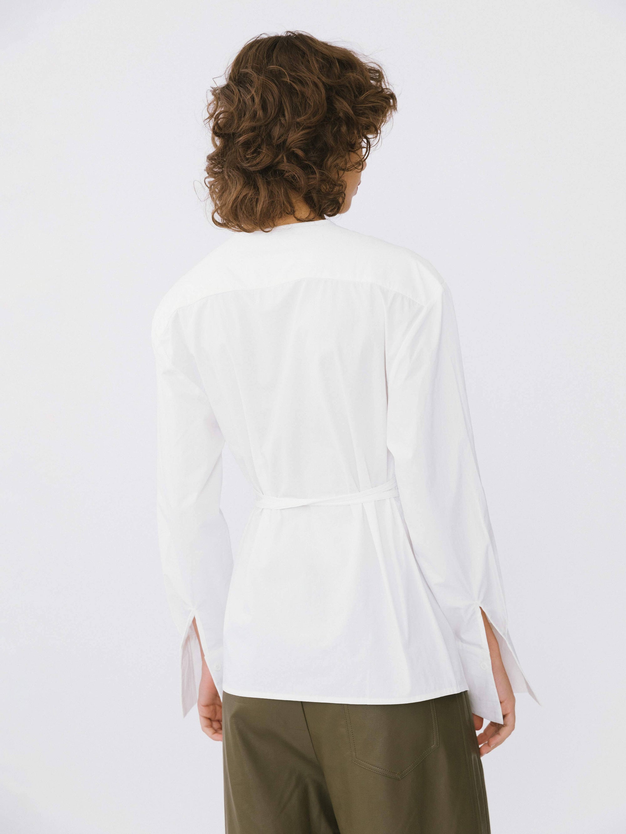 Cubic | Criss-Crossed Cotton Layered Blouse in White