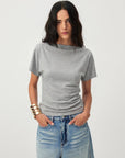 CUBIC - CUBIC Lyocell Blend Off-Shoulder Fitted Top: Gray / UN - Hey Jude