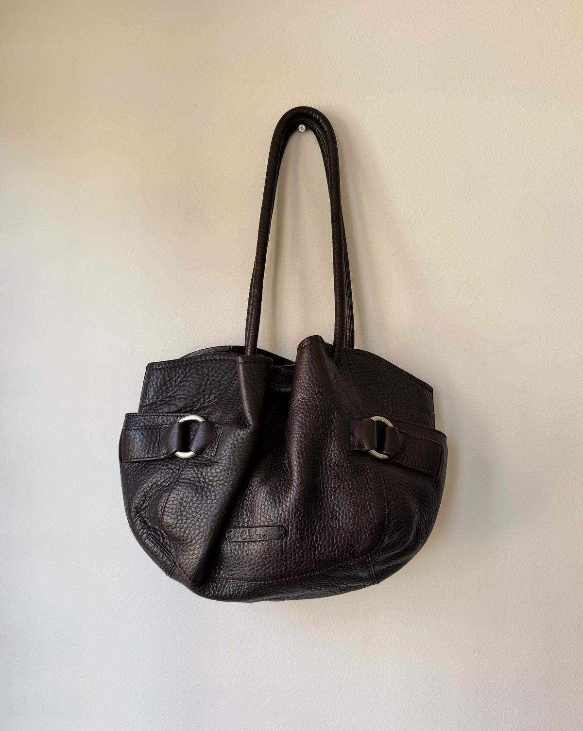 Black Gathered Pouch Shoulder bag