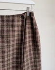 Brown Wool Plaid Wrap Skirt