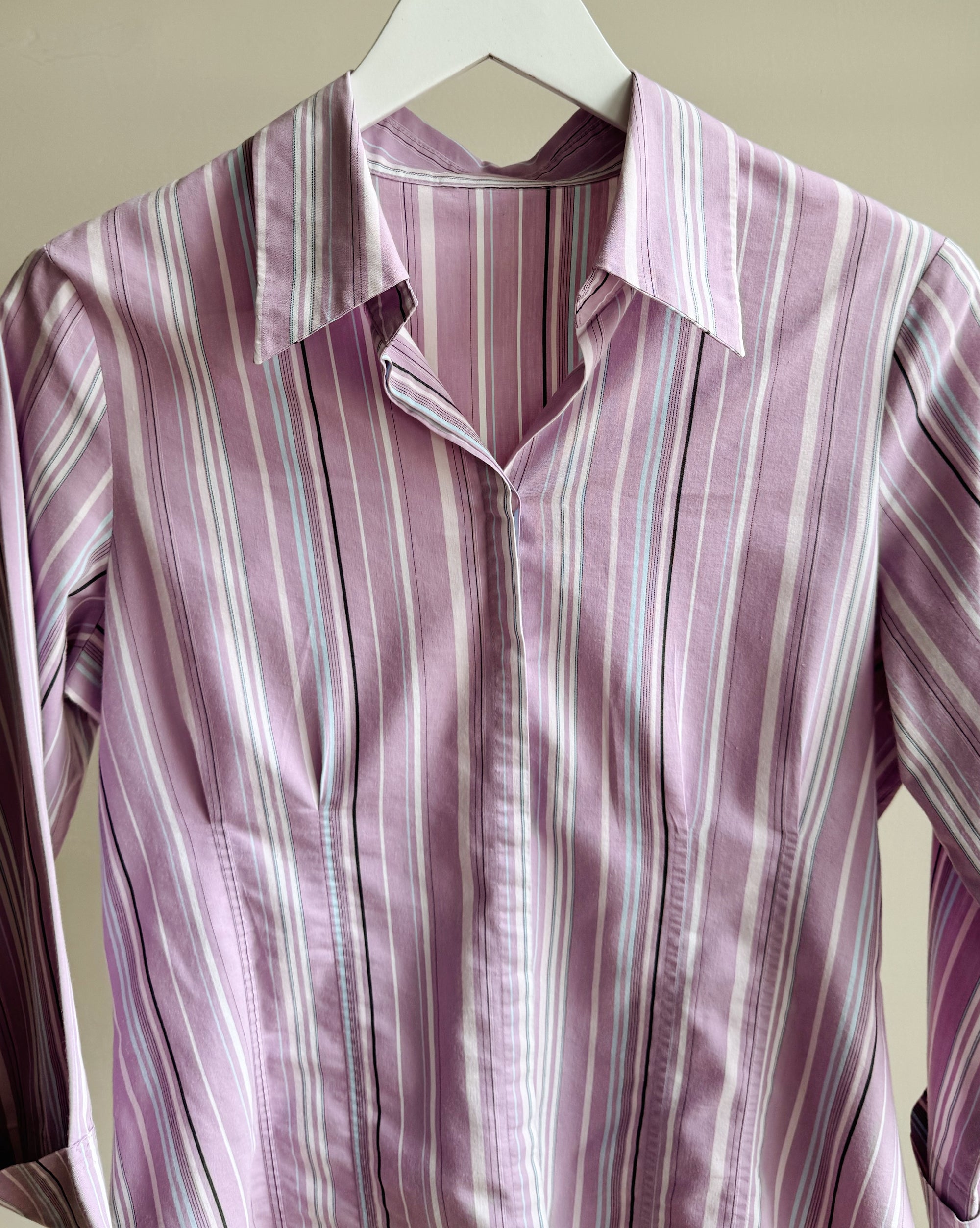 Lilac Striped Cotton Button Up - Hey Jude