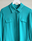 Turquoise Silk Long Sleeve Button Up - Hey Jude