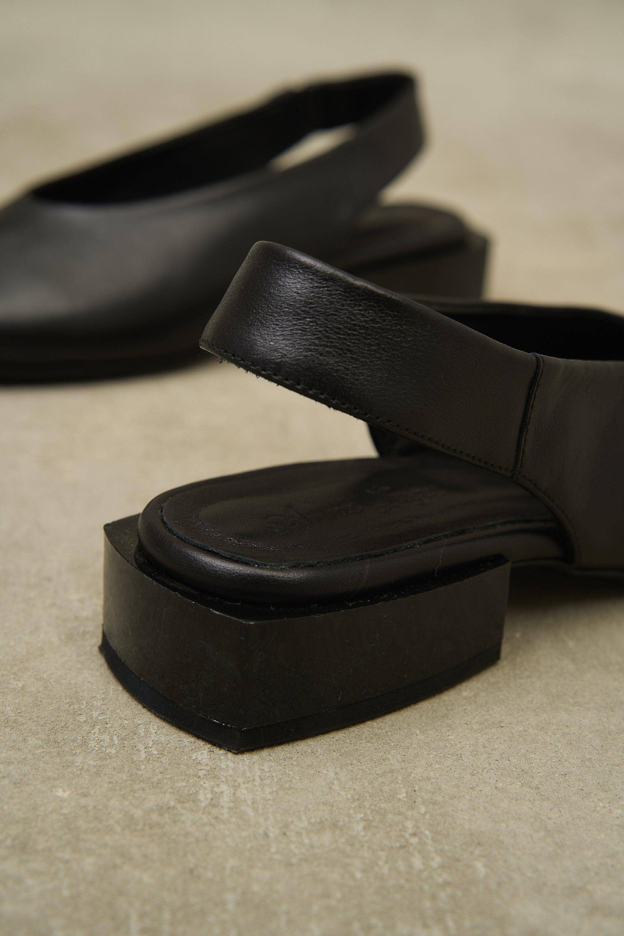 Lonza | Gloss Block Sandal in Black - Hey Jude