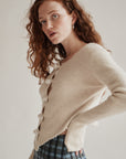 Oatmeal Cashmere Rosebud Cardigan
