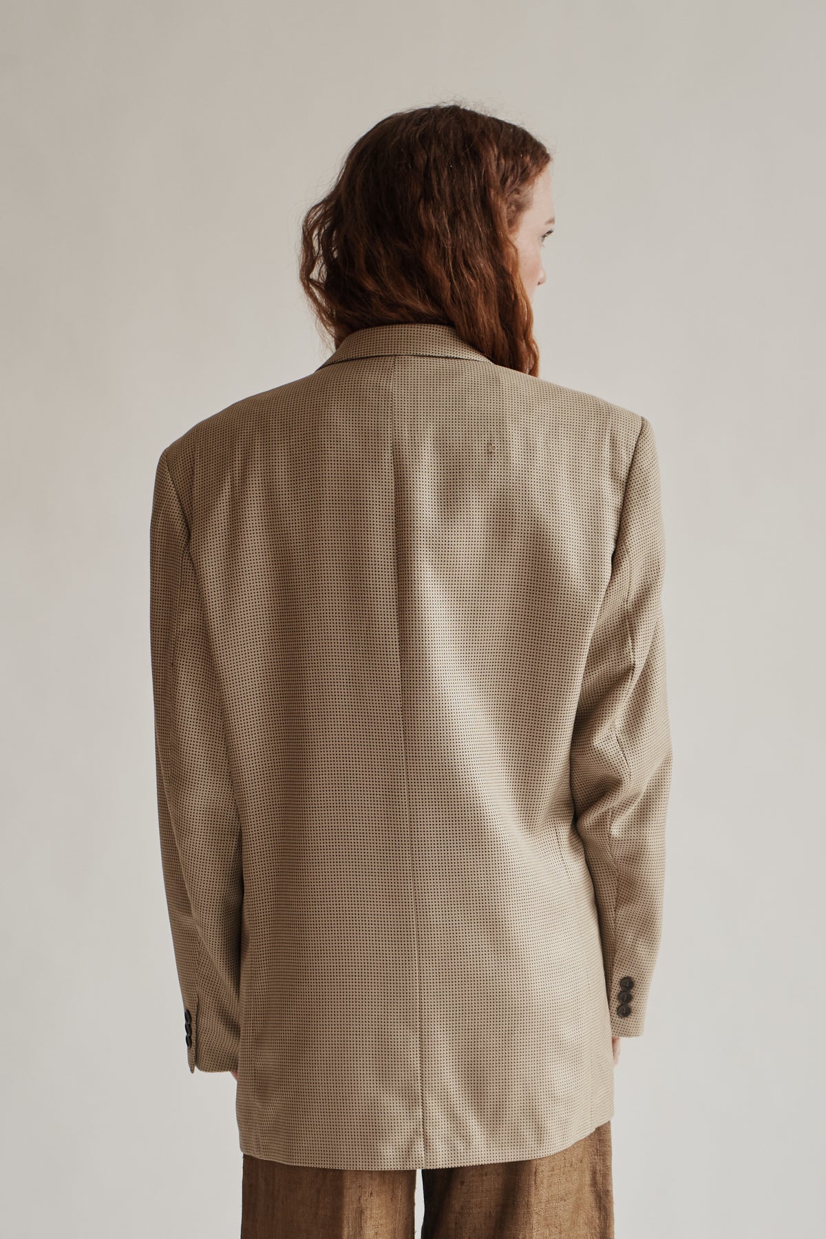 Champage Silk + Wool Pin Dot Blazer