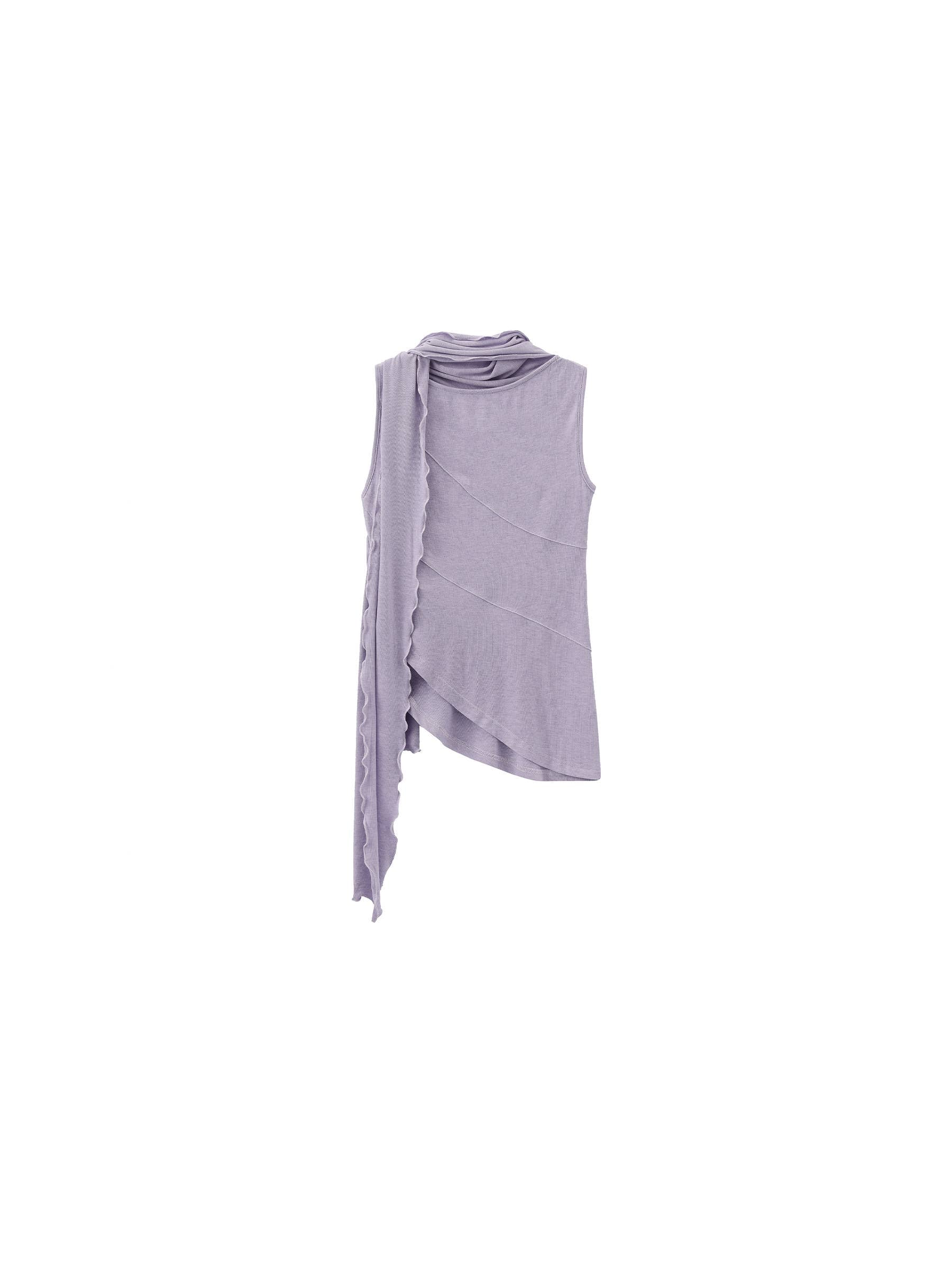 Cubic | Asymmetrical Sleeveless Tie-Neck Top in Lavender