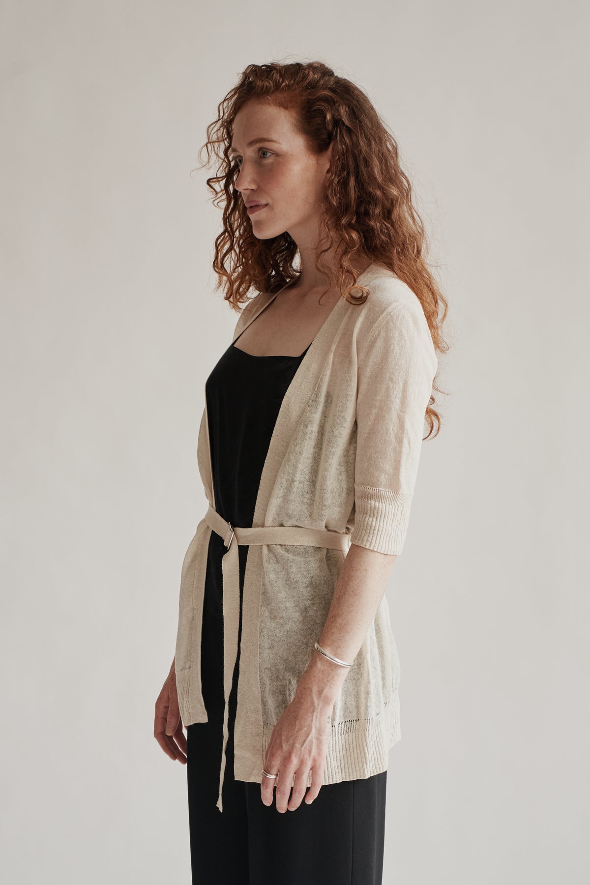 Cream Cotton + Linen Knit Cardigan
