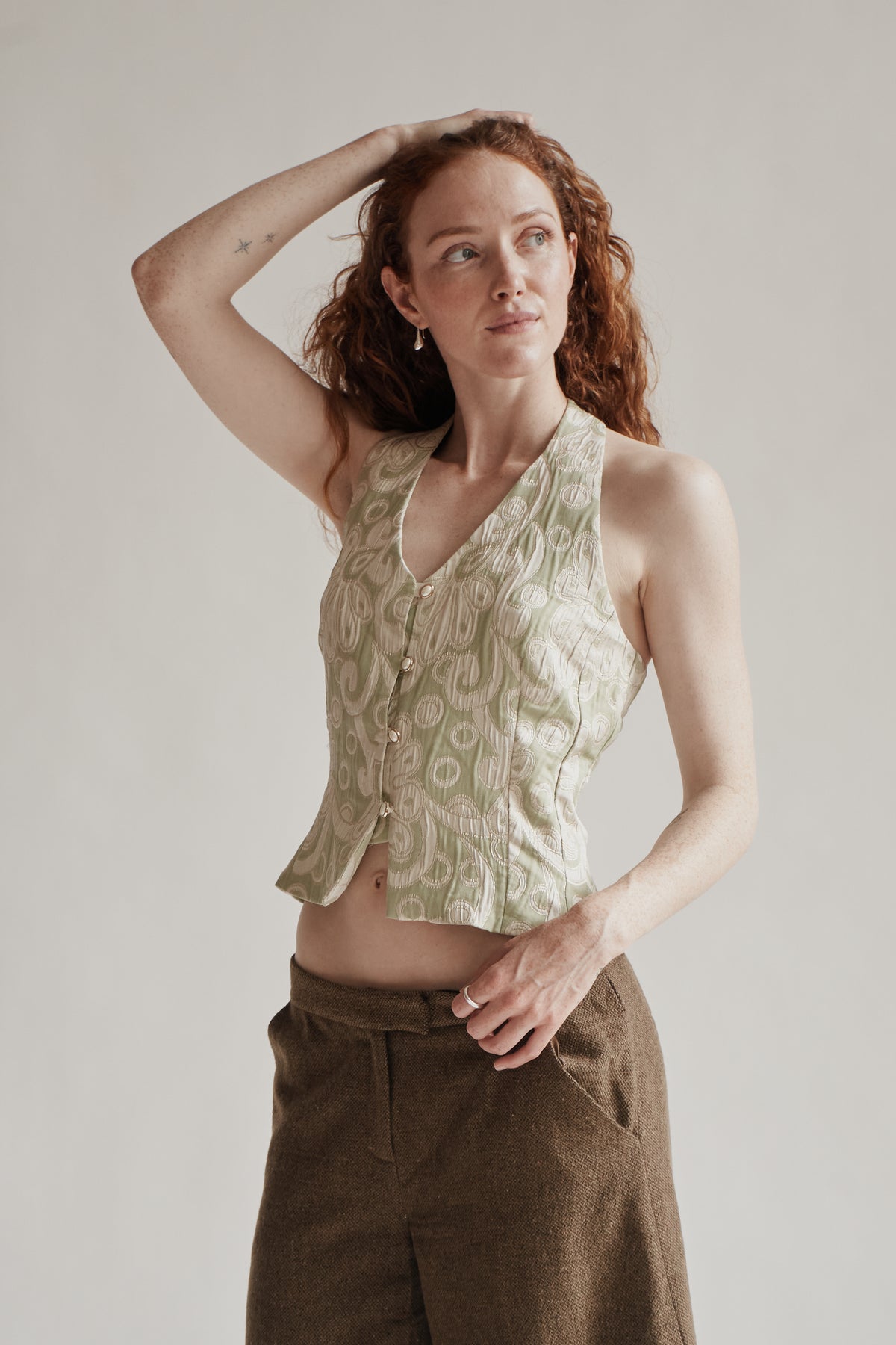 Seafoam Metallic Halter Top